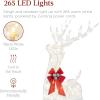 imageBest Choice Products XL Lighted Christmas 5ft Reindeer ampamp Sleigh Holiday Outdoor Yard Decoration Set w 265 LED Lights Stakes Zip Ties  GoldWhite  Extra Large