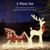 imageBest Choice Products XL Lighted Christmas 5ft Reindeer ampamp Sleigh Holiday Outdoor Yard Decoration Set w 265 LED Lights Stakes Zip Ties  GoldWhite  Large