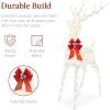 imageBest Choice Products XL Lighted Christmas 5ft Reindeer ampamp Sleigh Holiday Outdoor Yard Decoration Set w 265 LED Lights Stakes Zip Ties  GoldWhite  Large