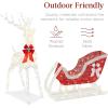 imageBest Choice Products XL Lighted Christmas 5ft Reindeer ampamp Sleigh Holiday Outdoor Yard Decoration Set w 265 LED Lights Stakes Zip Ties  GoldWhite  Extra Large