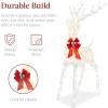 imageBest Choice Products XL Lighted Christmas 5ft Reindeer ampamp Sleigh Holiday Outdoor Yard Decoration Set w 265 LED Lights Stakes Zip Ties  GoldWhite  Extra Large