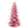 imageBest Choice Products Lighted Aspen Christmas Tree 45ft Flocked Artifical Noble Fir PreLit White ampamp Multicolored LED Lights Premium Holiday Dcor  BlackPink