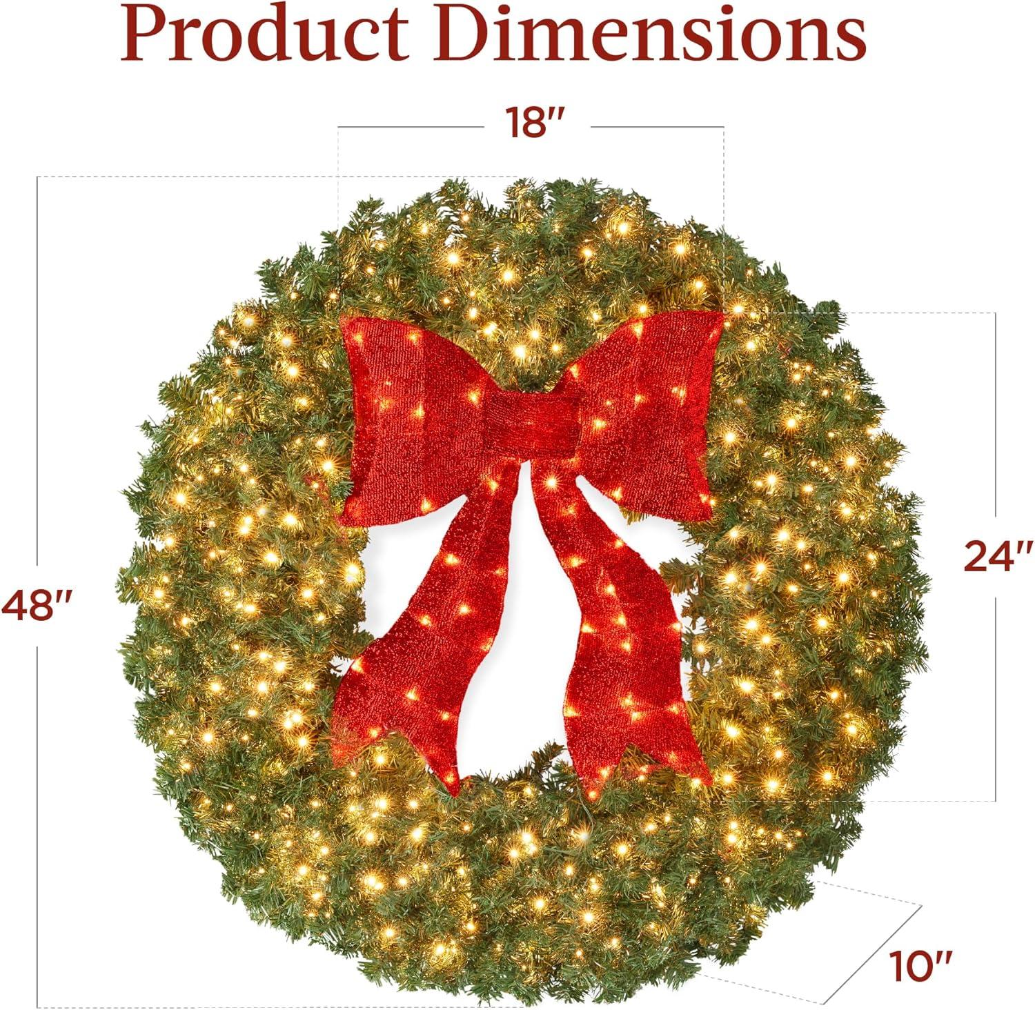 imageBest Choice Products 36in PreLit Christmas Wreath wBerries ampamp Pinecones Large Artificial IndoorOutdoor Decor for Door Mantel wRed Bow PluginGreen Spruce