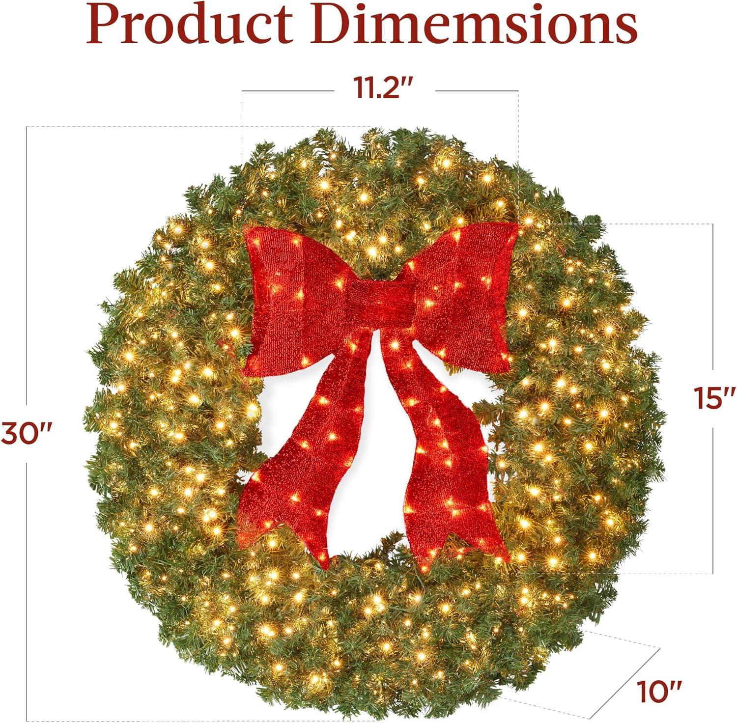imageBest Choice Products 36in PreLit Christmas Wreath wBerries ampamp Pinecones Large Artificial IndoorOutdoor Decor for Door Mantel wRed Bow PluginGreen Spruce