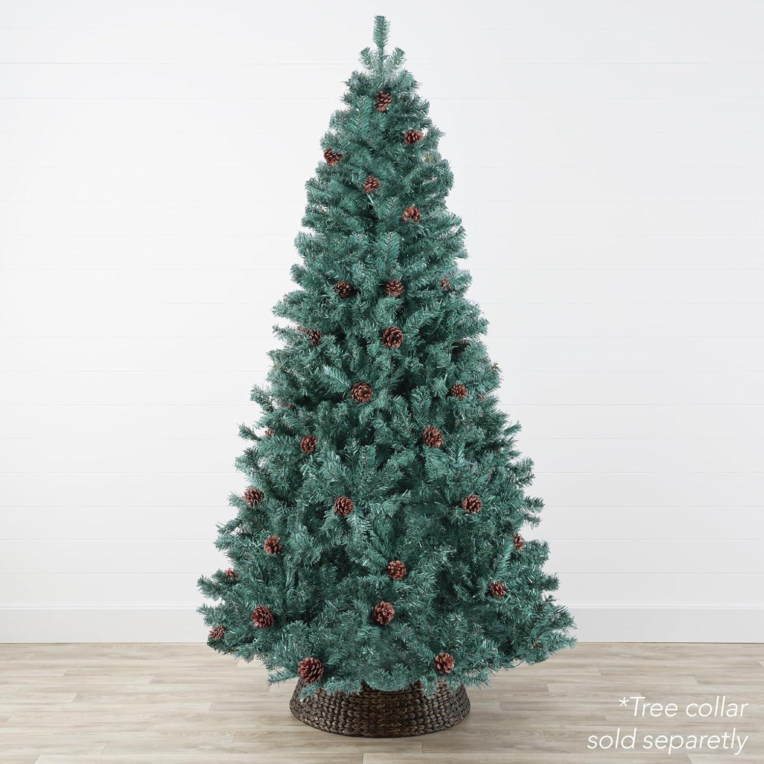 imageBest Choice Products 6ft PreDecorated Holiday Christmas Tree for Home Office Party Decoration w1000 Tips Pinecones Metal Base  Blue SpruceBlue Spruce