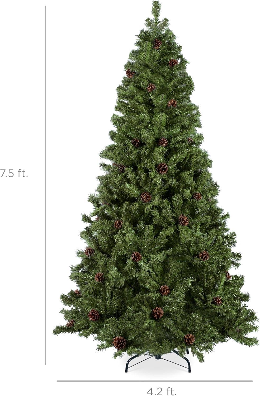 imageBest Choice Products 6ft PreDecorated Holiday Christmas Tree for Home Office Party Decoration w1000 Tips Pinecones Metal Base  Blue SpruceGreen