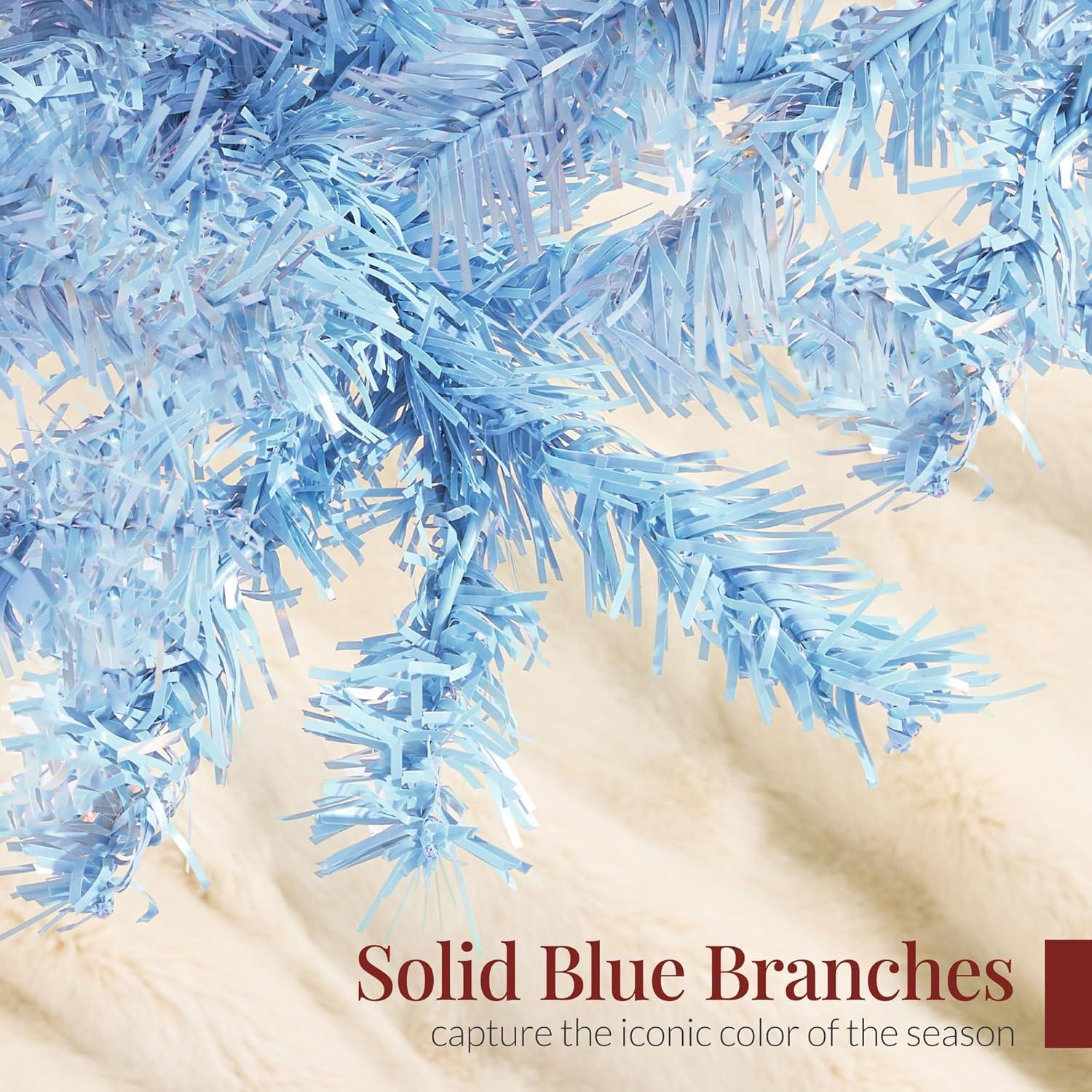imageBest Choice Products Artificial Christmas Tree 6ft Premium Unlit Pine Design Dense Branches Realistic Holiday Dcor wEasy Assembly  Frosted PineBaby Blue