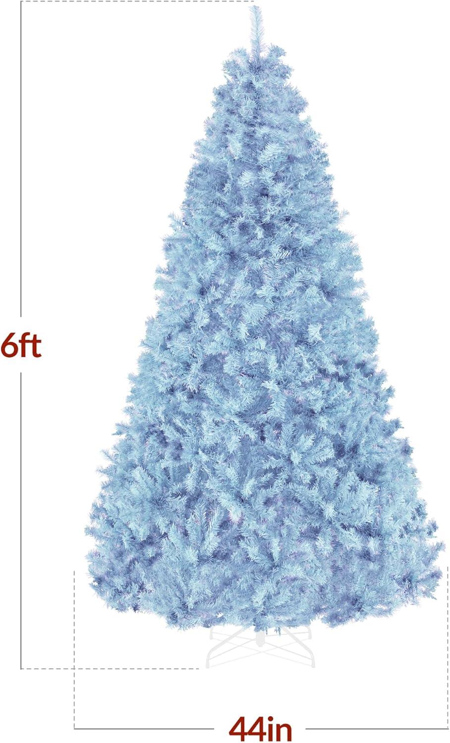 imageBest Choice Products Artificial Christmas Tree 6ft Premium Unlit Pine Design Dense Branches Realistic Holiday Dcor wEasy Assembly  Frosted PineBaby Blue