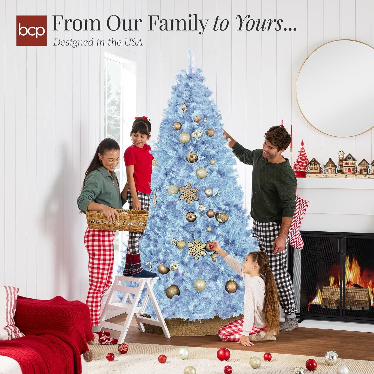 imageBest Choice Products Artificial Christmas Tree 6ft Premium Unlit Pine Design Dense Branches Realistic Holiday Dcor wEasy Assembly  Frosted PineBaby Blue