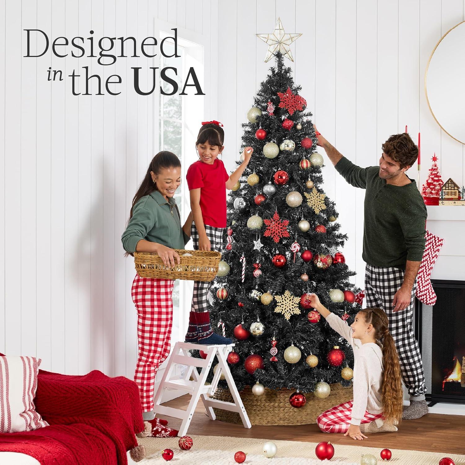 imageBest Choice Products Artificial Christmas Tree 6ft Premium Unlit Pine Design Dense Branches Realistic Holiday Dcor wEasy Assembly  Frosted PineBlack