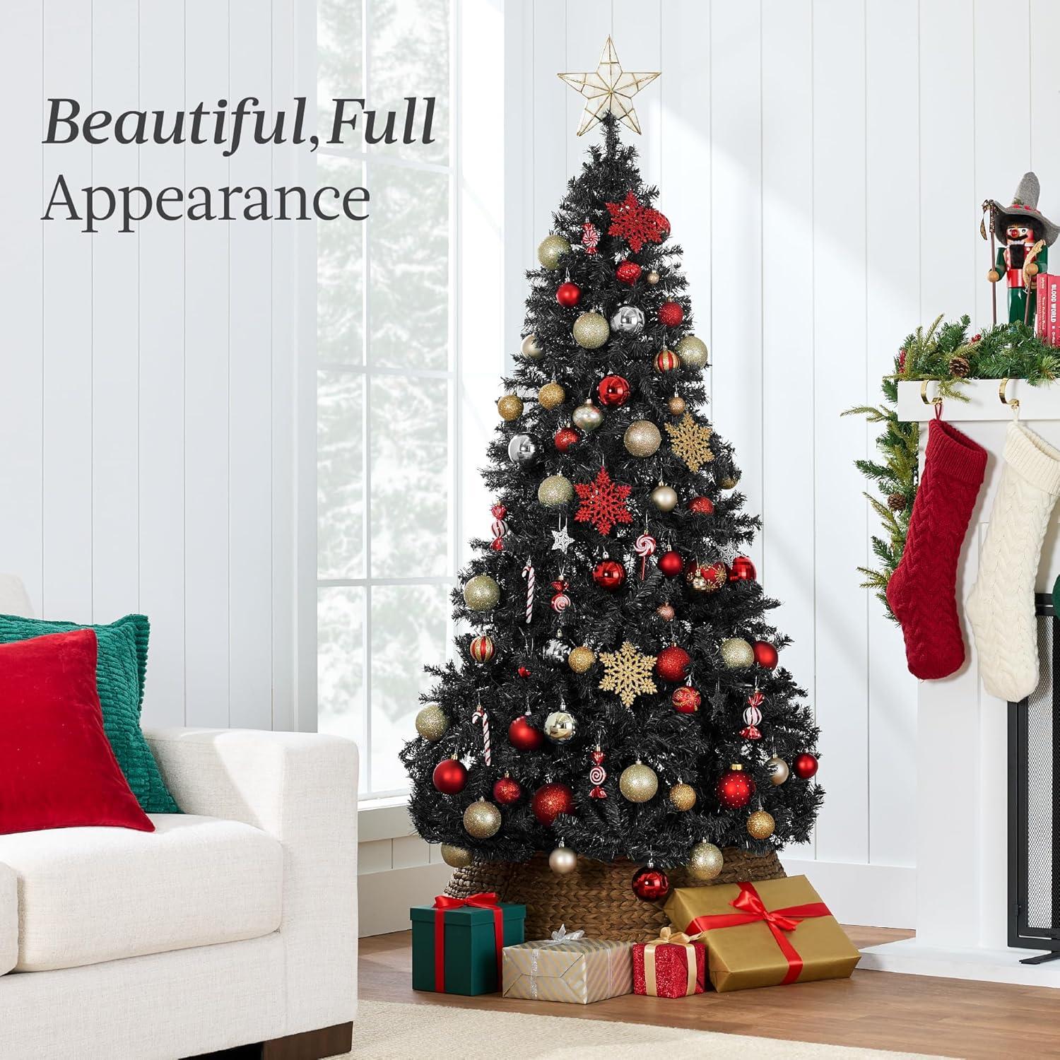 imageBest Choice Products Artificial Christmas Tree 6ft Premium Unlit Pine Design Dense Branches Realistic Holiday Dcor wEasy Assembly  Frosted PineBlack
