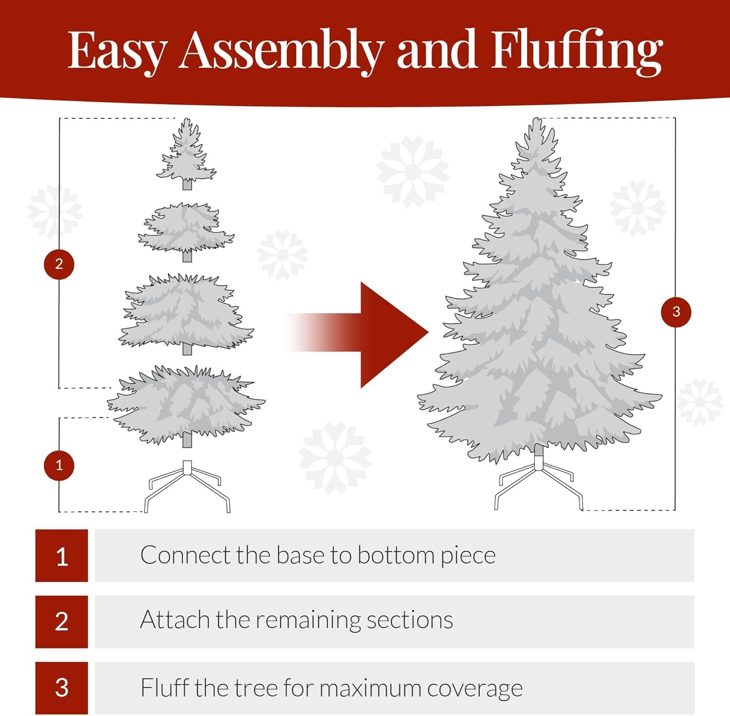 imageBest Choice Products Artificial Christmas Tree 6ft Premium Unlit Pine Design Dense Branches Realistic Holiday Dcor wEasy Assembly  Frosted PineBlack