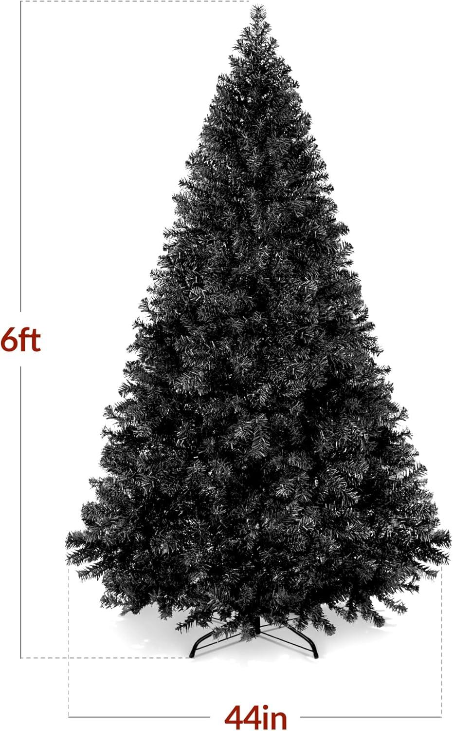 imageBest Choice Products Artificial Christmas Tree 6ft Premium Unlit Pine Design Dense Branches Realistic Holiday Dcor wEasy Assembly  Frosted PineBlack