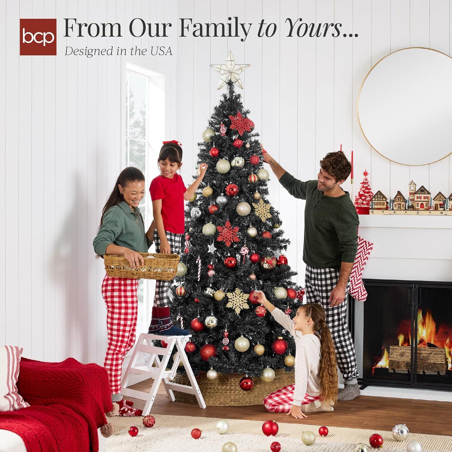 imageBest Choice Products Artificial Christmas Tree 6ft Premium Unlit Pine Design Dense Branches Realistic Holiday Dcor wEasy Assembly  Frosted PineBlack
