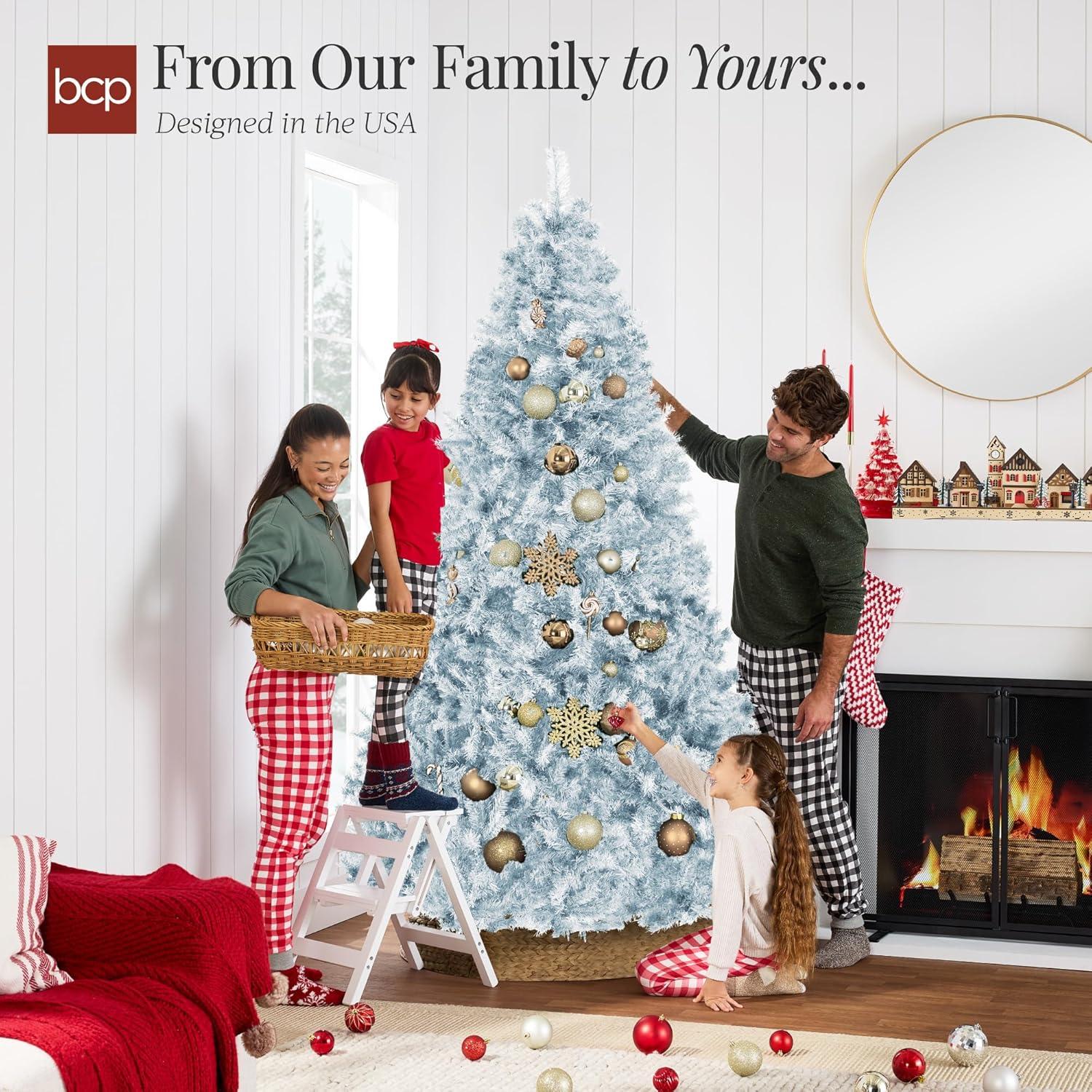 imageBest Choice Products Artificial Christmas Tree 6ft Premium Unlit Pine Design Dense Branches Realistic Holiday Dcor wEasy Assembly  Frosted PineIce Blue