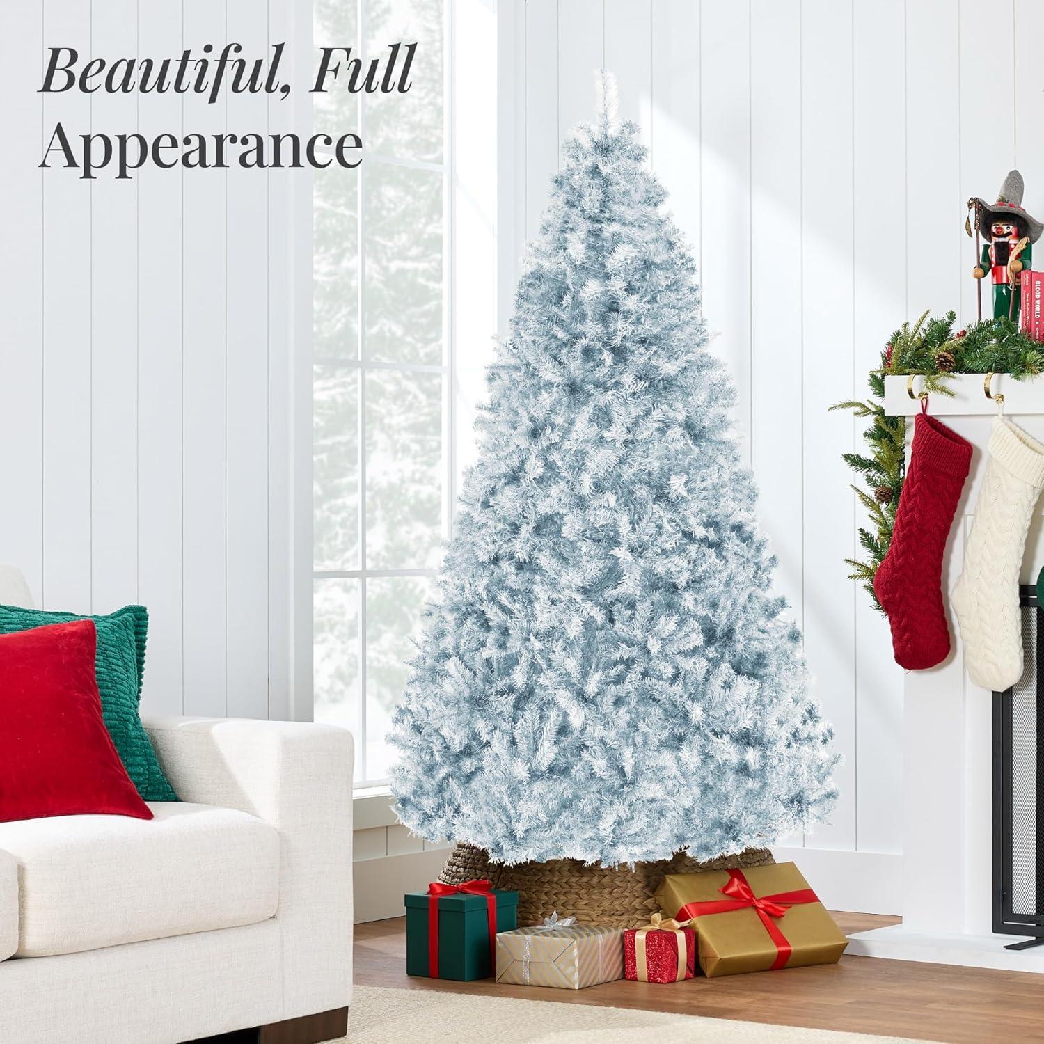 imageBest Choice Products Artificial Christmas Tree 6ft Premium Unlit Pine Design Dense Branches Realistic Holiday Dcor wEasy Assembly  Frosted PineIce Blue