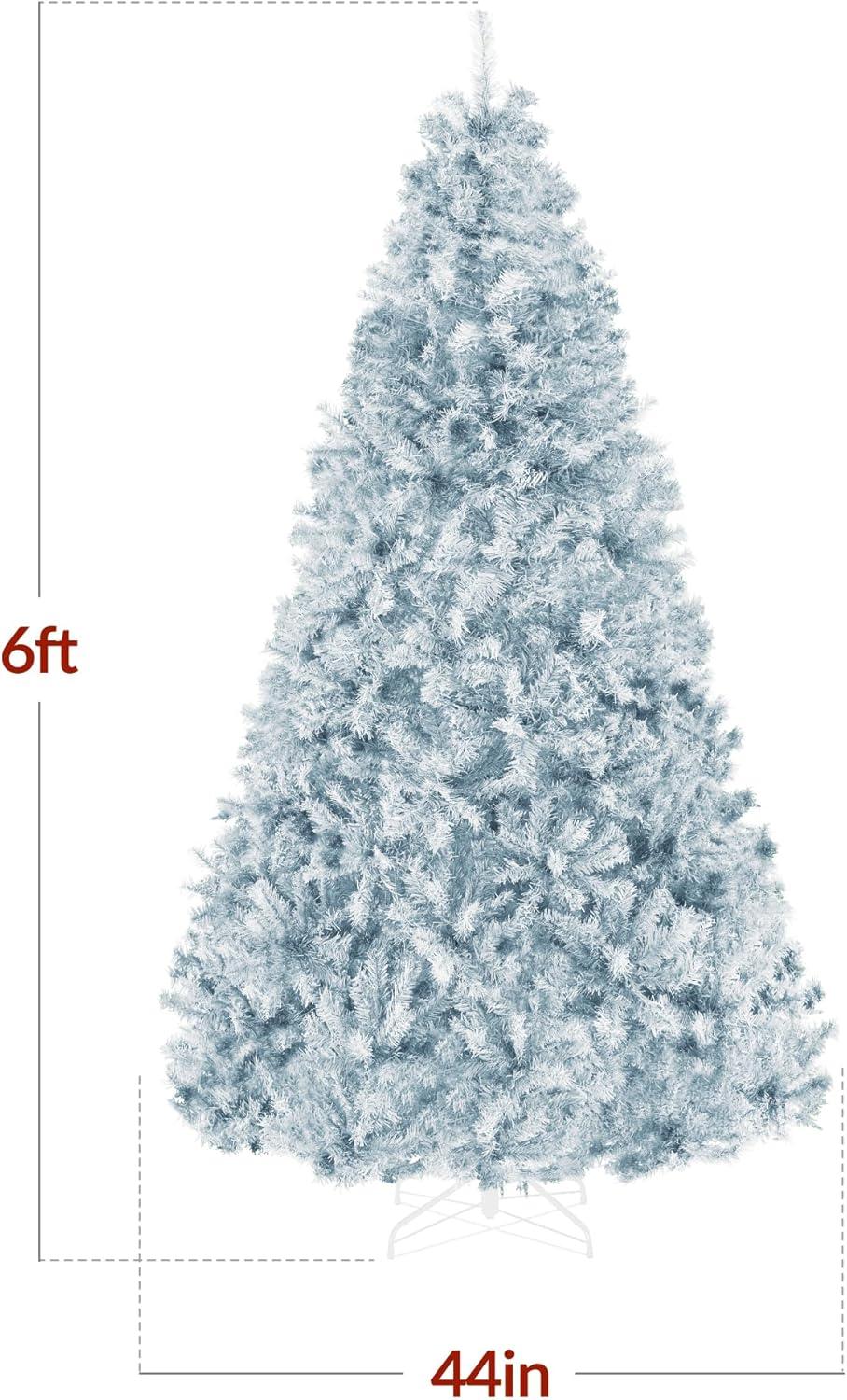imageBest Choice Products Artificial Christmas Tree 6ft Premium Unlit Pine Design Dense Branches Realistic Holiday Dcor wEasy Assembly  Frosted PineIce Blue