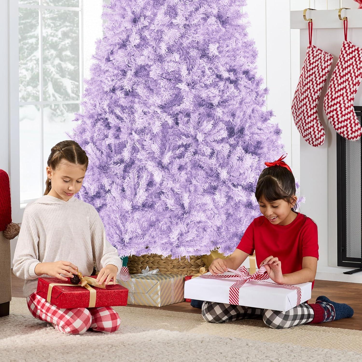 imageBest Choice Products Artificial Christmas Tree 6ft Premium Unlit Pine Design Dense Branches Realistic Holiday Dcor wEasy Assembly  Frosted PineLavender