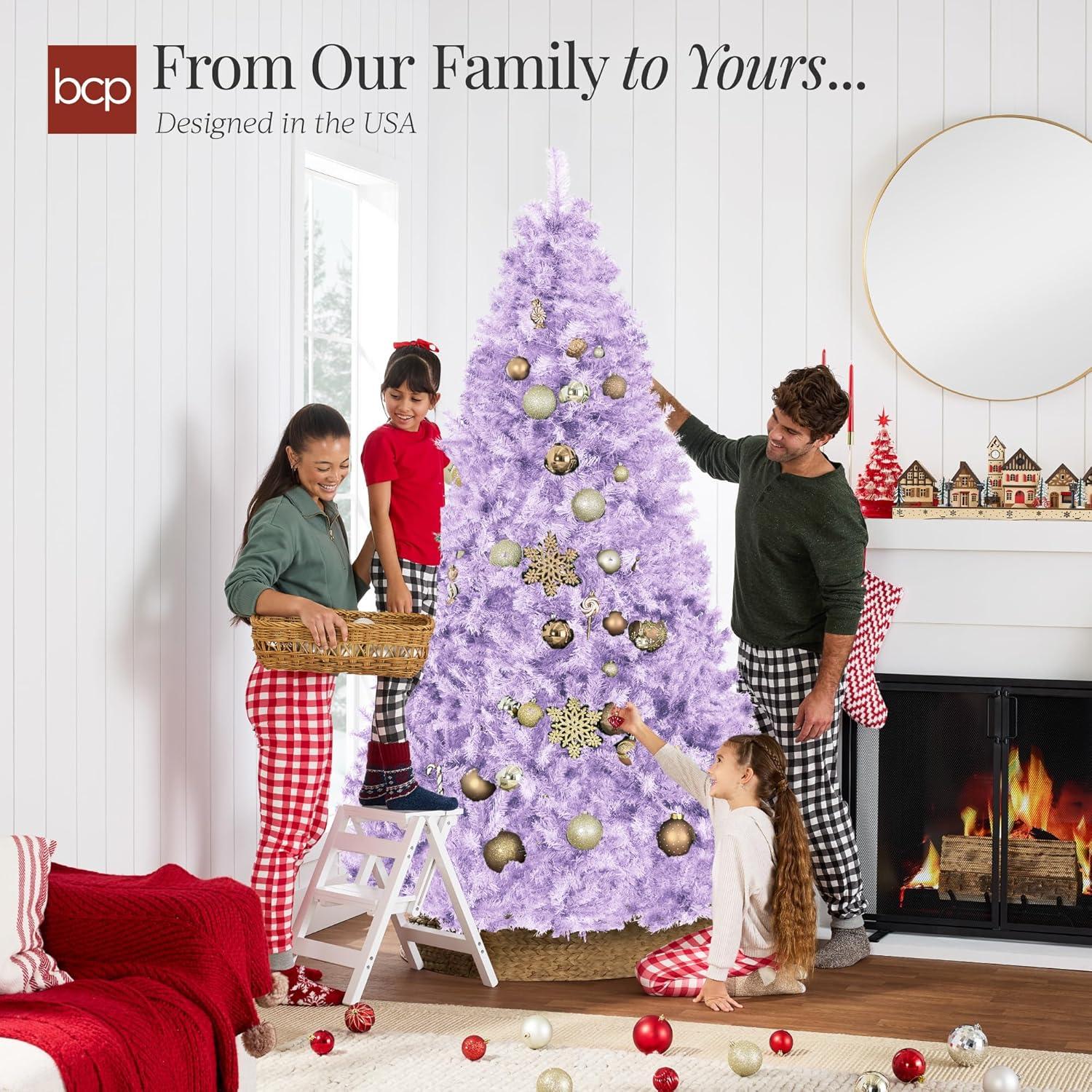 imageBest Choice Products Artificial Christmas Tree 6ft Premium Unlit Pine Design Dense Branches Realistic Holiday Dcor wEasy Assembly  Frosted PineLavender