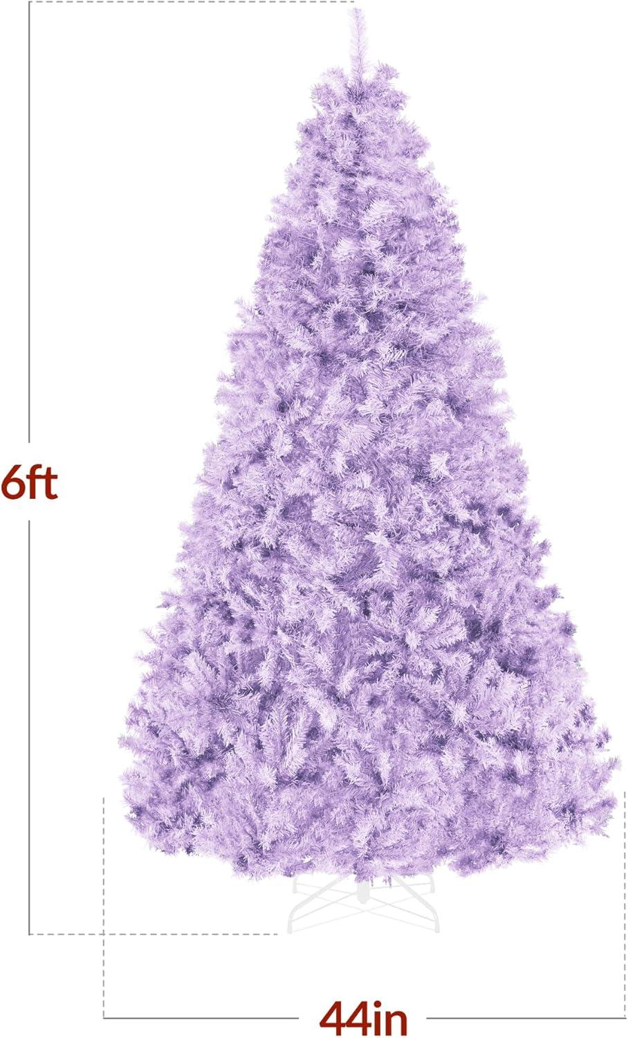 imageBest Choice Products Artificial Christmas Tree 6ft Premium Unlit Pine Design Dense Branches Realistic Holiday Dcor wEasy Assembly  Frosted PineLavender