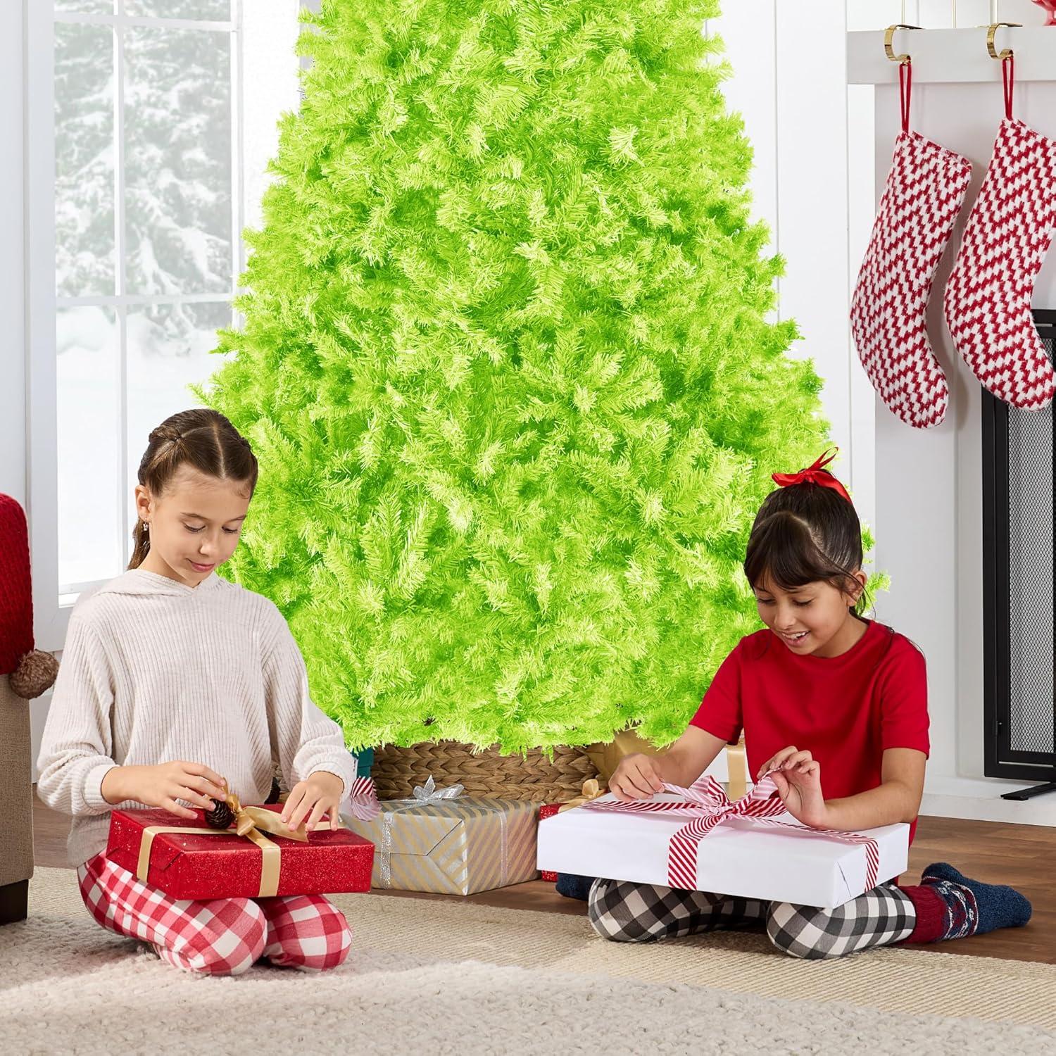 imageBest Choice Products Artificial Christmas Tree 6ft Premium Unlit Pine Design Dense Branches Realistic Holiday Dcor wEasy Assembly  Frosted PineLime Green