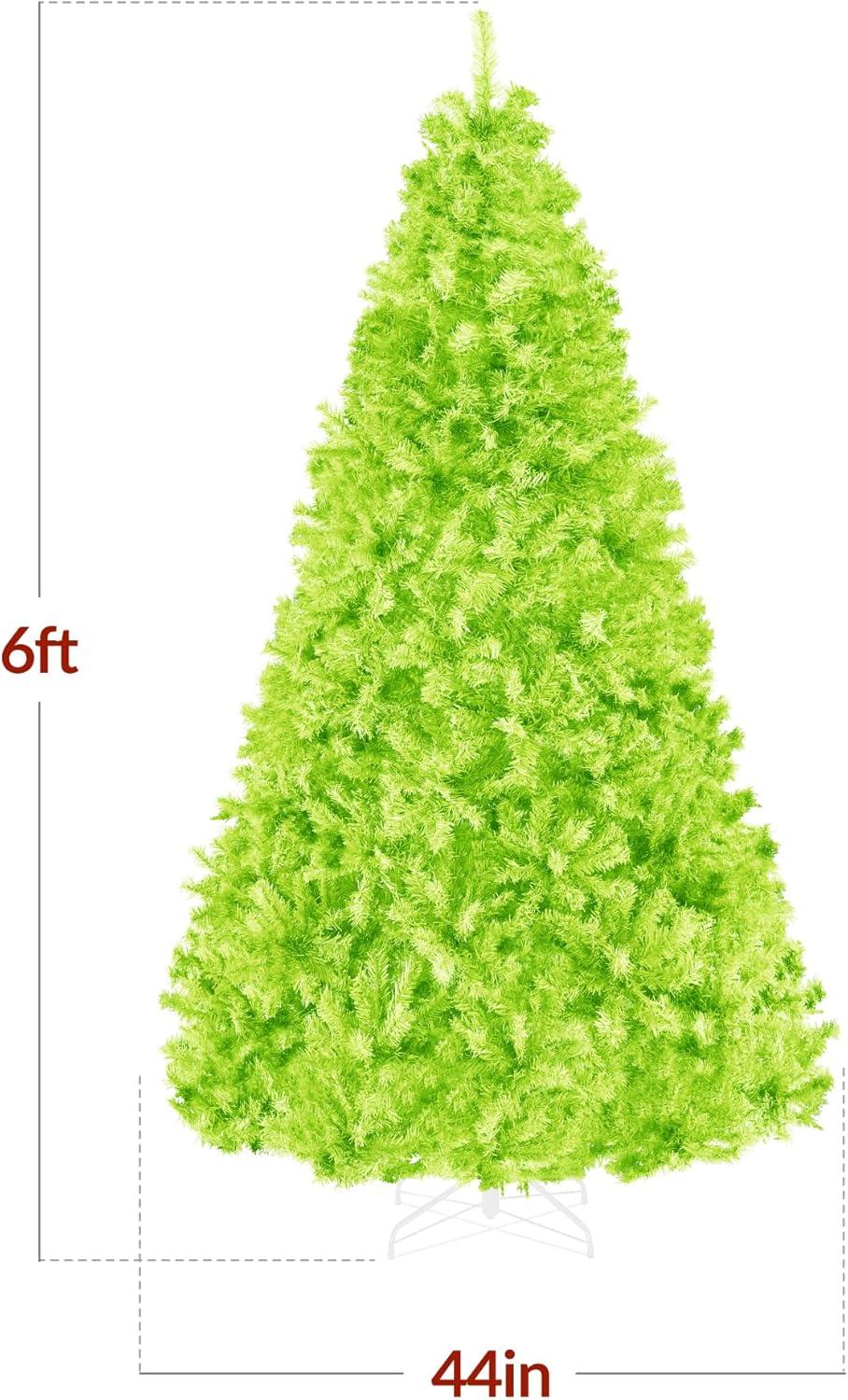 imageBest Choice Products Artificial Christmas Tree 6ft Premium Unlit Pine Design Dense Branches Realistic Holiday Dcor wEasy Assembly  Frosted PineLime Green
