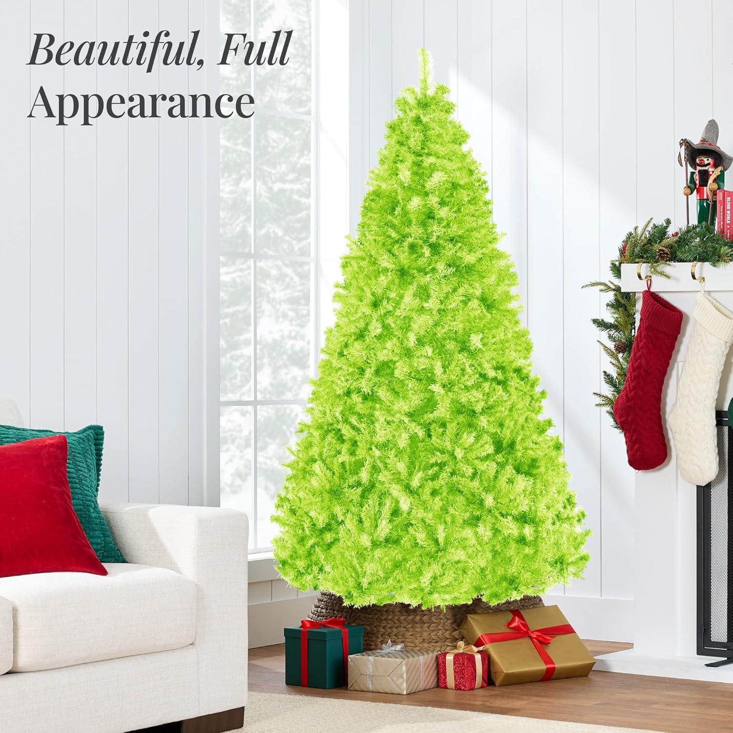 imageBest Choice Products Artificial Christmas Tree 6ft Premium Unlit Pine Design Dense Branches Realistic Holiday Dcor wEasy Assembly  Frosted PineLime Green