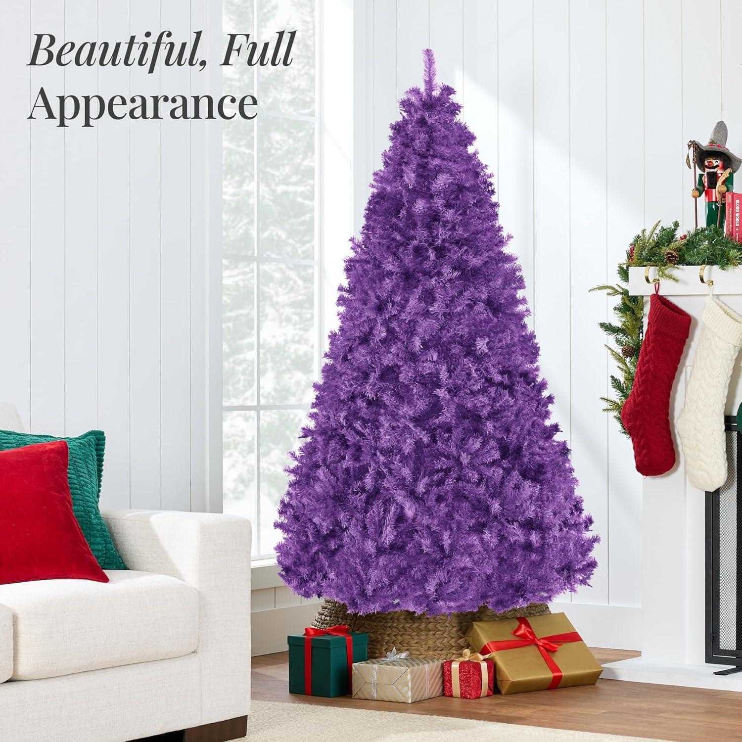 imageBest Choice Products Artificial Christmas Tree 6ft Premium Unlit Pine Design Dense Branches Realistic Holiday Dcor wEasy Assembly  Frosted PinePurple
