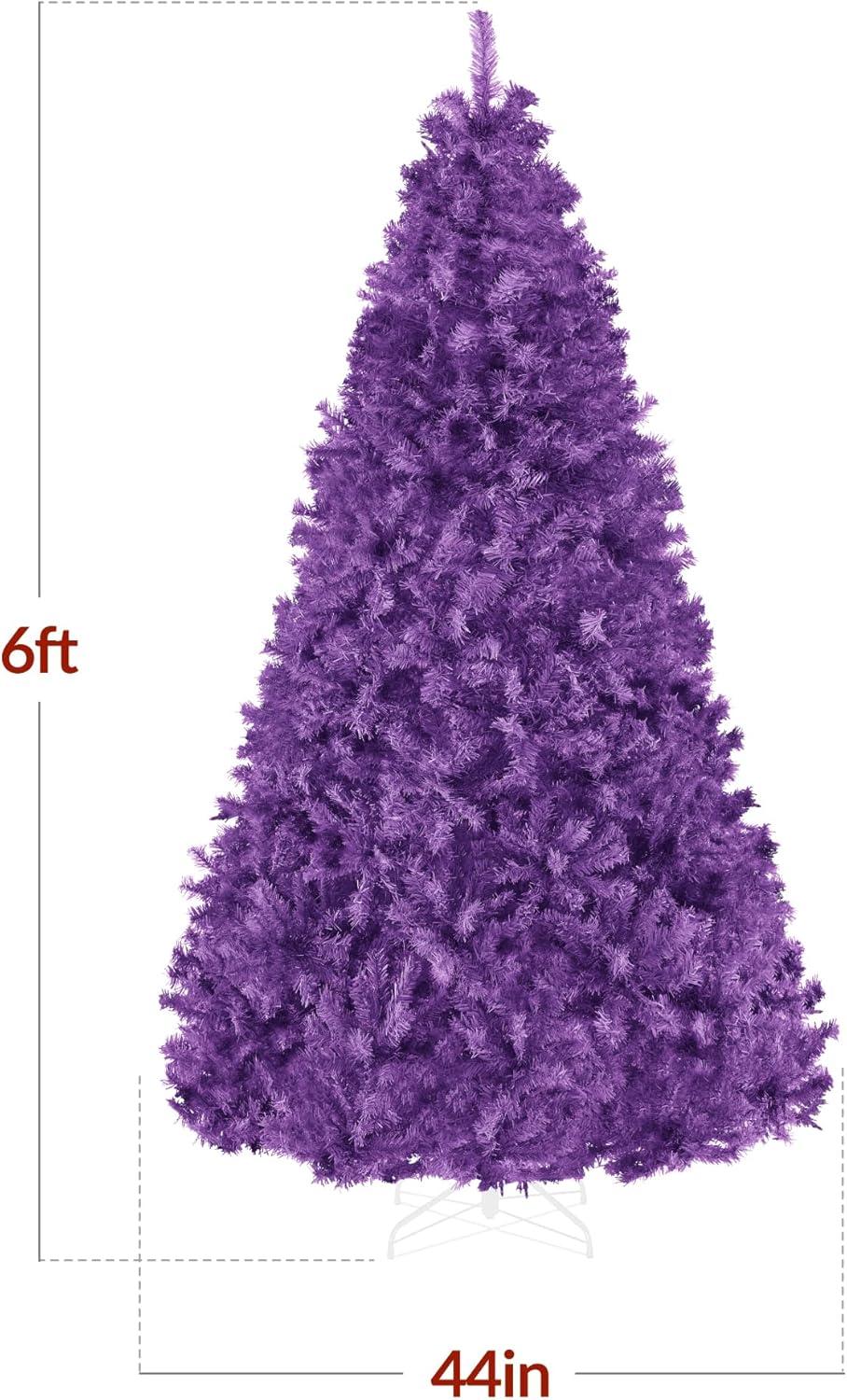 imageBest Choice Products Artificial Christmas Tree 6ft Premium Unlit Pine Design Dense Branches Realistic Holiday Dcor wEasy Assembly  Frosted PinePurple