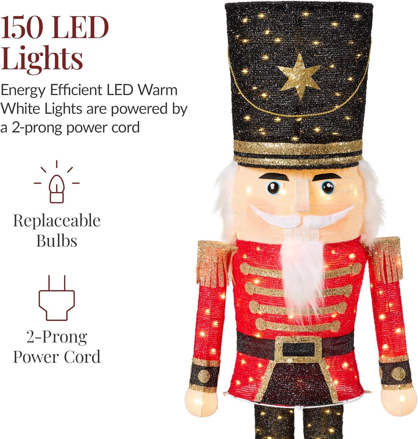 imageBest Choice Products Christmas Nutcracker 5ft Pop Up Lighted Large Holiday 3D Yard Decoration w 150 PreLit Twinkling LED Lights for Outdoor Indoor  RedBlack