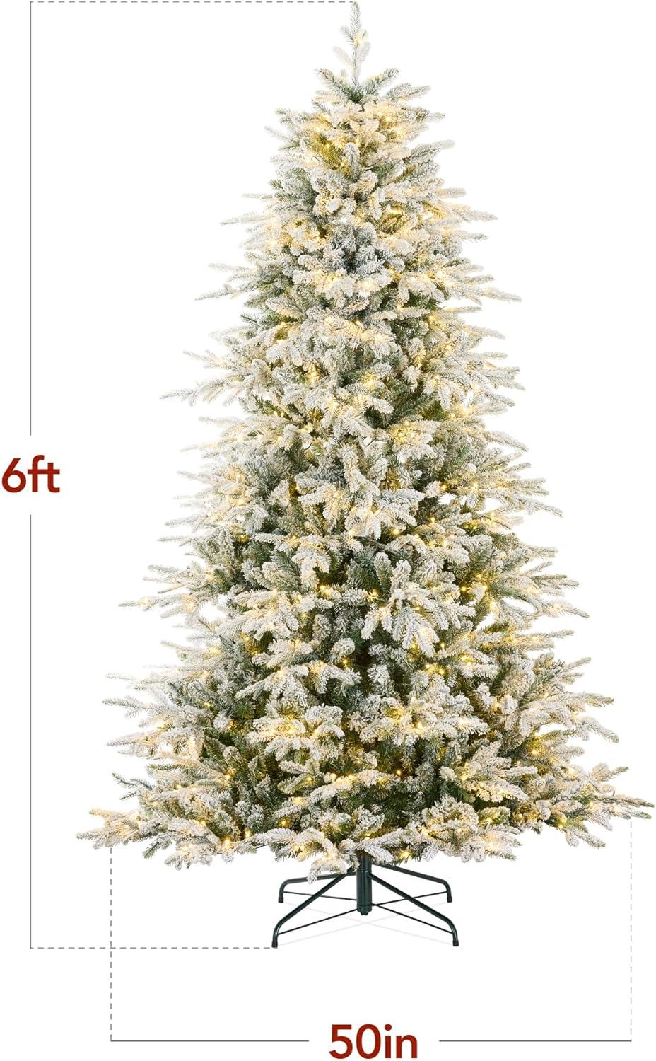 imageBest Choice Products Full Aspen Christmas Tree 6ft Prelit Realistic Noble Fir w 450 Glowing Micro LED Lights 2in1 White ampamp MulticolorFlocked