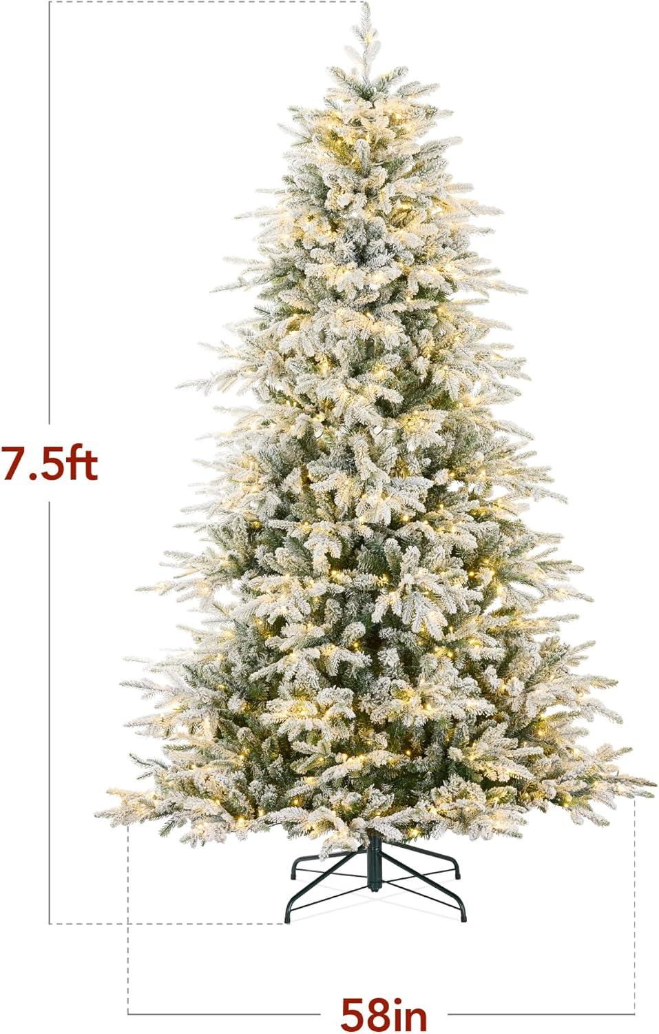 imageBest Choice Products Full Aspen Christmas Tree 6ft Prelit Realistic Noble Fir w 450 Glowing Micro LED Lights 2in1 White ampamp MulticolorFlocked