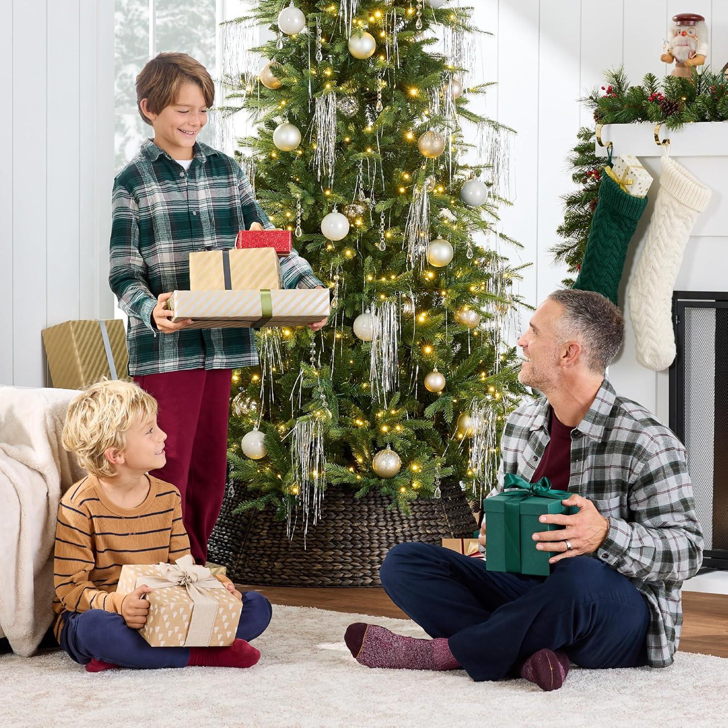 imageBest Choice Products Full Aspen Christmas Tree 6ft Prelit Realistic Noble Fir w 450 Glowing Micro LED Lights 2in1 White ampamp MulticolorGreen