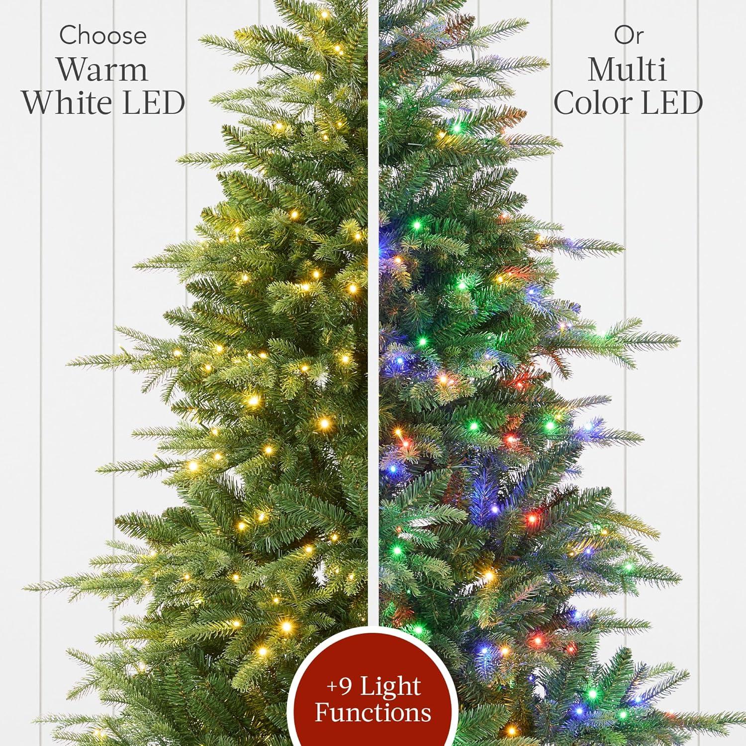 imageBest Choice Products Full Aspen Christmas Tree 6ft Prelit Realistic Noble Fir w 450 Glowing Micro LED Lights 2in1 White ampamp MulticolorGreen