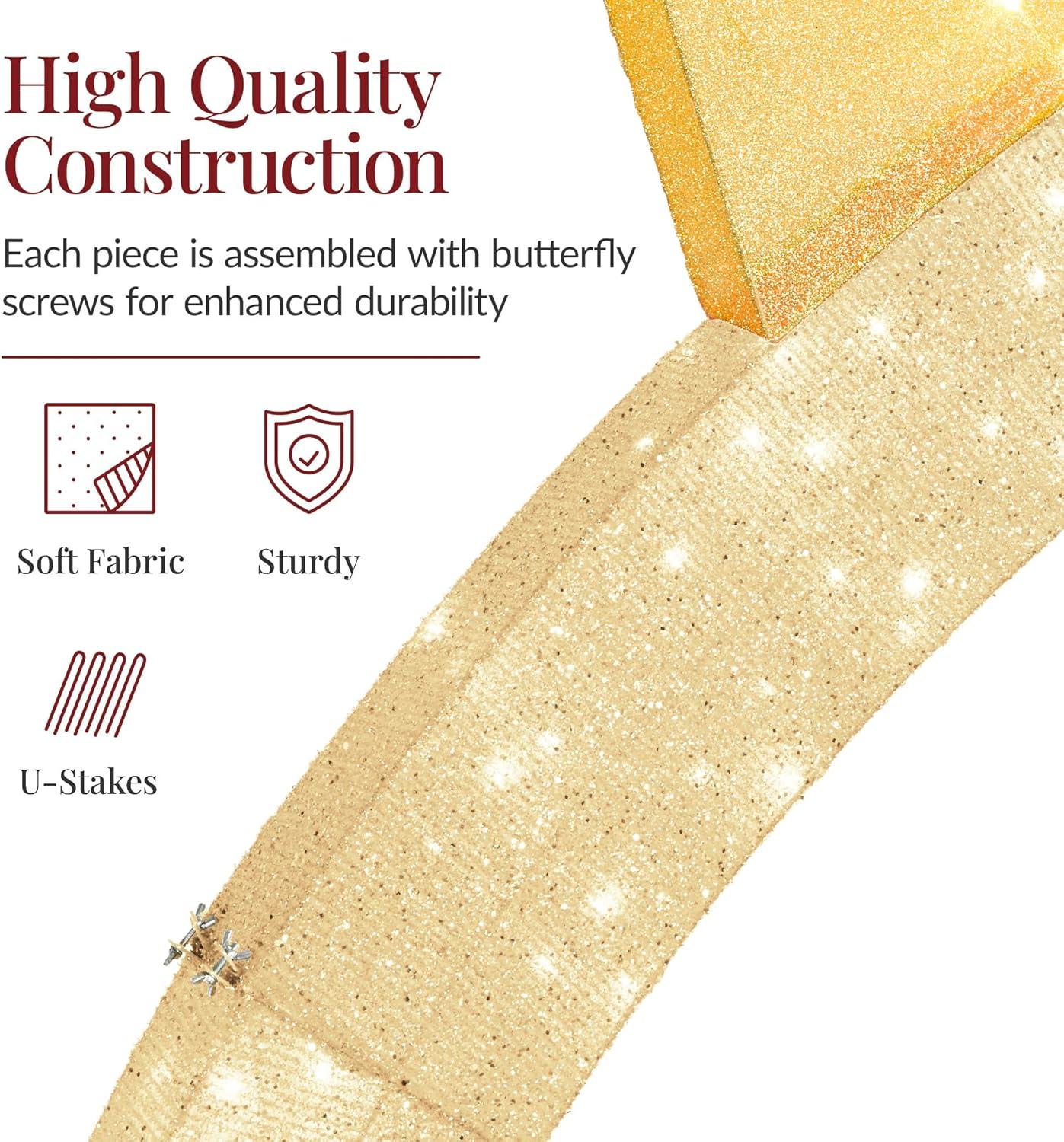 imageBest Choice Products Large Outdoor Christmas Lighted Archway Decoration 95ft XL with Gold Ornament Cap 330 LED Lights Holiday Yard Dcor  RedGold