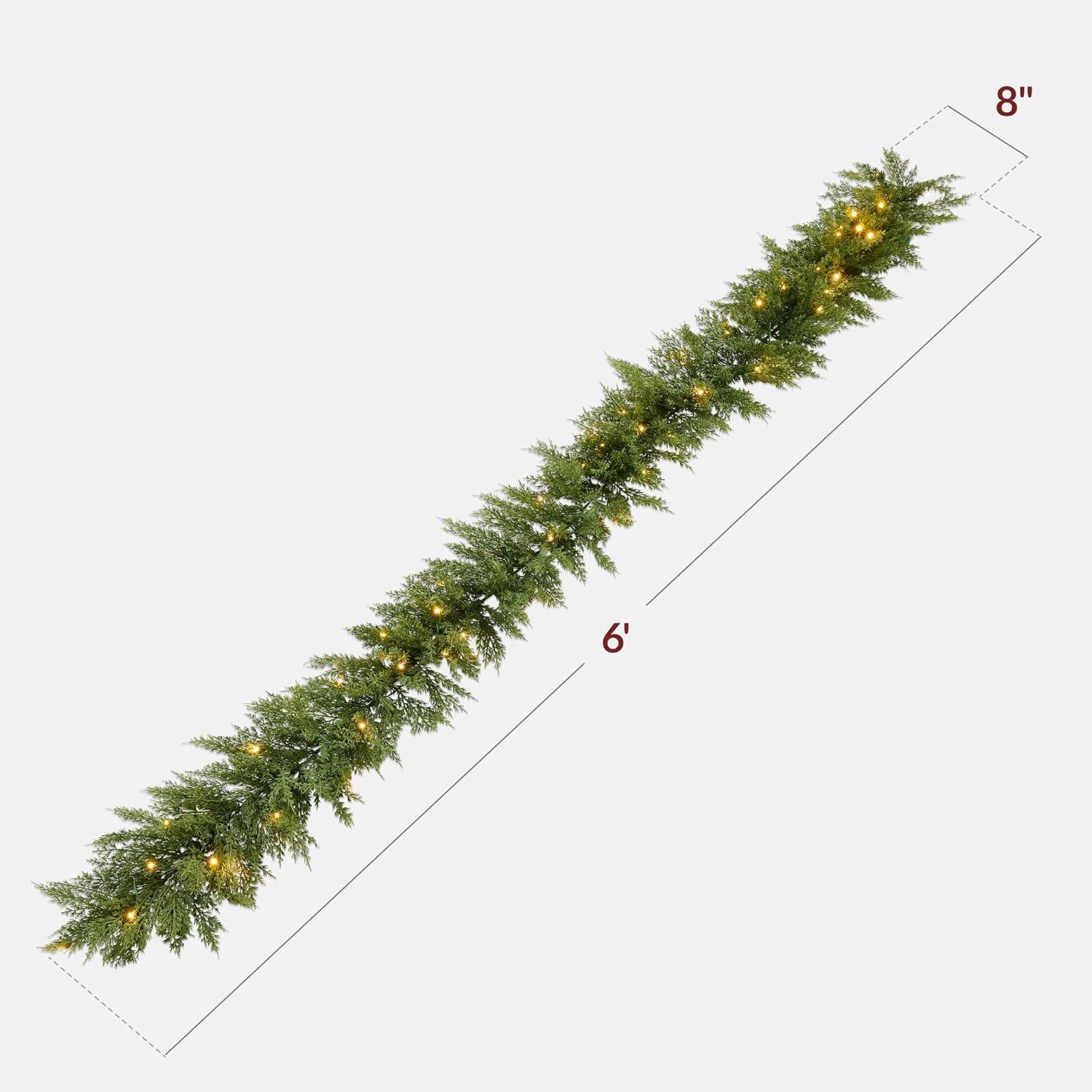 imageBest Choice Products PreLit Cedar Cypress Christmas Garland wTwinkling LEDs 9Ft Realistic Indoor Holiday Accent Decor for Door Mantle Battery6ft