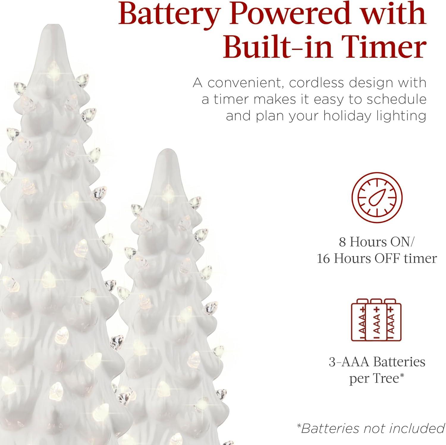 imageBest Choice Products Set of 3 XL Ceramic Christmas Trees PreLit HandPainted Tabletop Holiday Dcor wMulticolor Bulbs LED Lights  GreenWhite W Warm White Lights