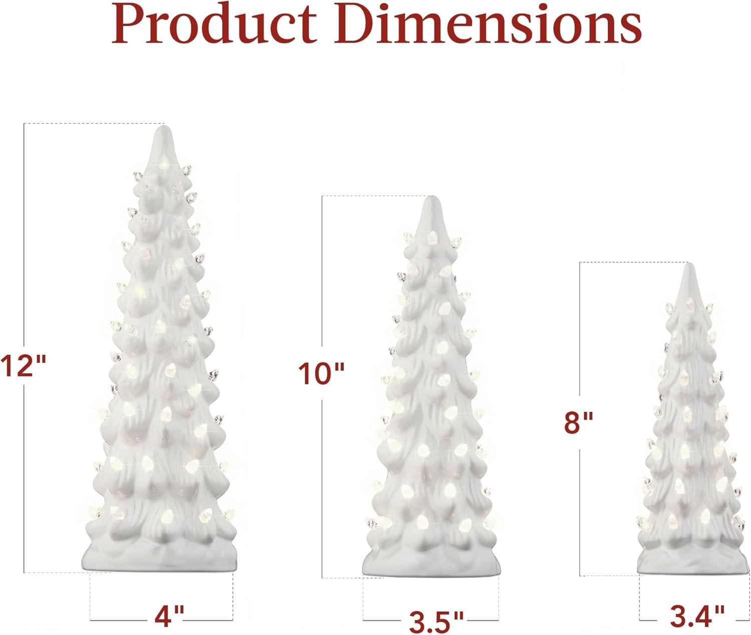 imageBest Choice Products Set of 3 XL Ceramic Christmas Trees PreLit HandPainted Tabletop Holiday Dcor wMulticolor Bulbs LED Lights  GreenWhite W Warm White Lights