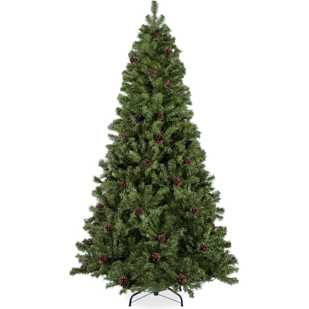 imageBest Choice Products 6ft PreDecorated Holiday Christmas Tree for Home Office Party Decoration w1000 Tips Pinecones Metal Base  Blue SpruceGreen