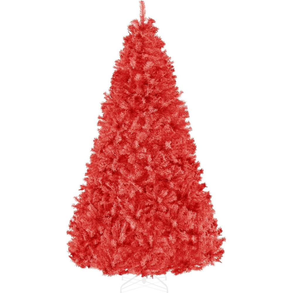 imageBest Choice Products Artificial Christmas Tree 6ft Premium Unlit Pine Design Dense Branches Realistic Holiday Dcor wEasy Assembly  Frosted PineRed