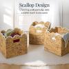 imageBest Choice Products 12 x 12in Scalloped Hyacinth Baskets Rustic Set Of 5 Multipurpose Collapsible Storage Organizer Handwoven Laundry Totes for Bedroom Living Room Shelves  Natural wWhite TrimNatural with White Trim