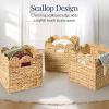 imageBest Choice Products 12 x 12in Scalloped Hyacinth Baskets Rustic Set Of 5 Multipurpose Collapsible Storage Organizer Handwoven Laundry Totes for Bedroom Living Room Shelves  Natural wWhite TrimNatural