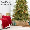 imageBest Choice Products 36in Christmas Tree Collar Solid Wood Slatted Tree Skirt Holiday Accessory for Home  WalnutNatural