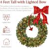 imageBest Choice Products 36in PreLit Christmas Wreath wBerries ampamp Pinecones Large Artificial IndoorOutdoor Decor for Door Mantel wRed Bow PluginGreen Spruce  Decorated