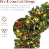 imageBest Choice Products 36in PreLit Christmas Wreath wBerries ampamp Pinecones Large Artificial IndoorOutdoor Decor for Door Mantel wRed Bow PluginGreen Spruce  Decorated