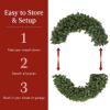 imageBest Choice Products 36in PreLit Christmas Wreath wBerries ampamp Pinecones Large Artificial IndoorOutdoor Decor for Door Mantel wRed Bow PluginGreen Spruce