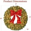 imageBest Choice Products 36in PreLit Christmas Wreath wBerries ampamp Pinecones Large Artificial IndoorOutdoor Decor for Door Mantel wRed Bow PluginGreen Spruce