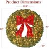 imageBest Choice Products 36in PreLit Christmas Wreath wBerries ampamp Pinecones Large Artificial IndoorOutdoor Decor for Door Mantel wRed Bow PluginGreen Spruce