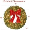 imageBest Choice Products 36in PreLit Christmas Wreath wBerries ampamp Pinecones Large Artificial IndoorOutdoor Decor for Door Mantel wRed Bow PluginGreen Spruce