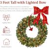 imageBest Choice Products 36in PreLit Christmas Wreath wBerries ampamp Pinecones Large Artificial IndoorOutdoor Decor for Door Mantel wRed Bow PluginGreen Spruce  Decorated